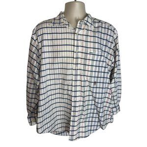 TOMMY HILFIGER Mens Medium Vintage Embroidered Crest White Plaid Shirt